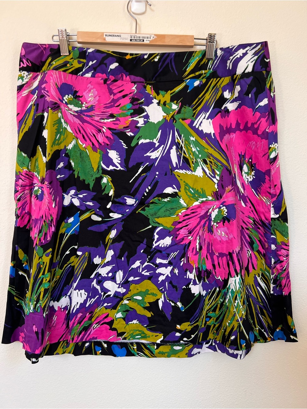 Bold Floral Skirt in Hot Pink, Purple & Green